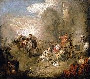 Jean-Baptiste Pater Soldiers and Camp Followers Resting from a March oil painting reproduction